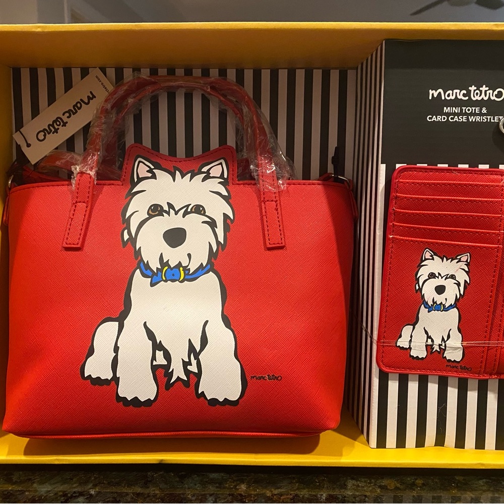 NWT, Marc Tetro Westie Tote Crossbody and Card Case Wristlet *****SOLD********
